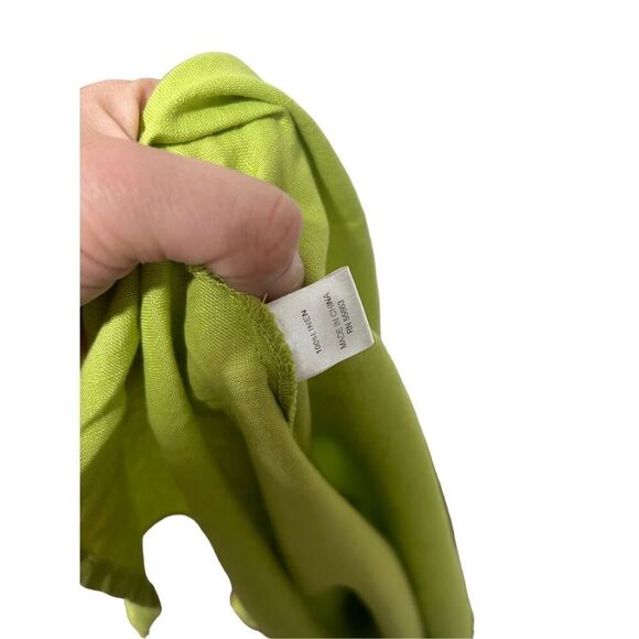 For Cynthia Kiwi Green Asymmetrical Sleeveless Linen Blouse Size S Oversized - Picture 7 of 9